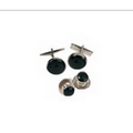 Shirt Studs Silver Metal Backs w/ Black Stone